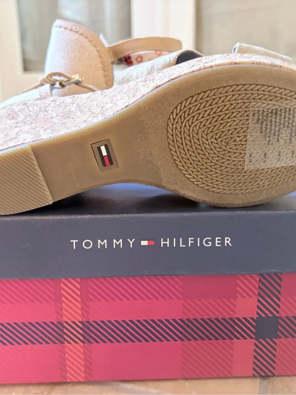 Tommy Hilfiger Girl’s Tan Cork Wedge Sandals